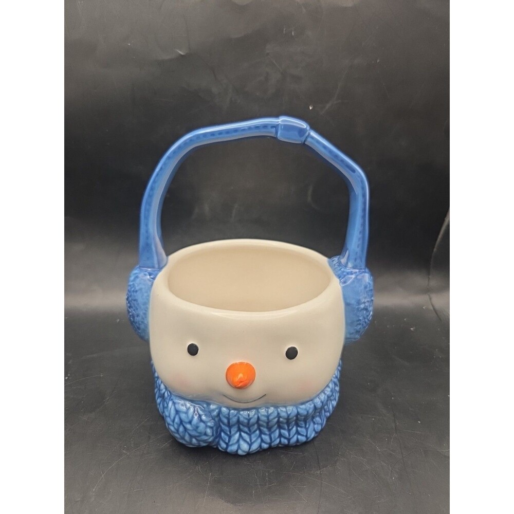 St. Nicholas Square “Let It Snow” Decorative Ceramic Snowman Basket Christmas